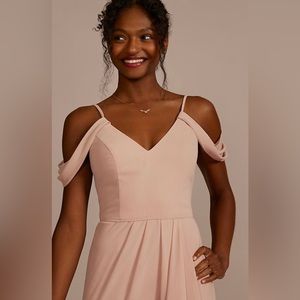 David’s Bridal cascading off-the-shoulder bridesmaid dress
